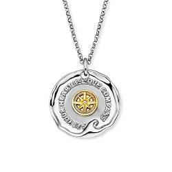 Engelsrufer Damen Halskette Aloha aus Sterling Silber mit rundem Bicolor Let your Heart be your Compass Anhänger - Karabinerverschluss - in drei Längen verstellbar - nickelfrei von Engelsrufer