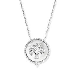 Engelsrufer Damen Halskette aus Sterling Silber in Silber mit Lebensbaum Medallion auf weissem Perlmutt, Karabinerverschluss, nickelfrei, Größe: 42+4+4 cm, ERN-LILTREE-PE von Engelsrufer