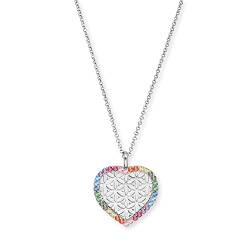 Engelsrufer Damen-Halskette mit Herz-Anhänger aus Sterling-Silber mit Zirkonia in der Farbe Multicolor, Länge: 42 + 4 + 4cm, ERN-HEARTLIFL-ZIM von Engelsrufer