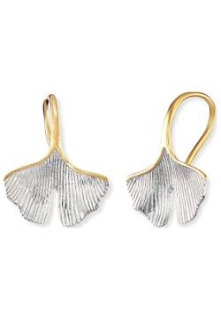 Engelsrufer Damen-Ohrringe mit Ginkgo Symbol, aus 925er Sterling Silber gelbgoldfarben, Länge: 20,5 mm, ERE-Ginkgo-Big von Engelsrufer
