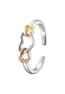 Engelsrufer Damen Ring With Love aus Sterlingsilber mit Herzsymbolen Tricolor, Größenverstellbar, ERR-WITHLOVE-03-TRI von Engelsrufer