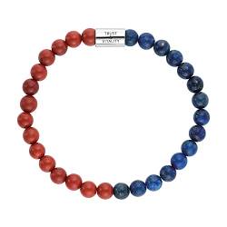 Engelsrufer Damen Stretch-Armband aus Sterling Silber mit 30 echten Edelstein Perlen Roter Jaspis und Lapislazuli - Trust & Vitality Gravur - nickelfrei - Größe: M von Engelsrufer