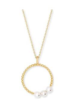 Engelsrufer Halskette mit Pearls-Anhänger aus Sterlingsilber mit Muschelkernperlen in der Farbe Gold, Länge: 42cm +4cm +4cm, ERN-PEARLS-G von Engelsrufer