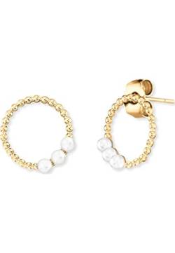 Engelsrufer Ohrringe in Creolen Look aus Sterlingsilber mit Perlen Vergoldet, Durchmesser: 15mm, ERE-PEARLS-G von Engelsrufer