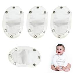 EnixwH 4 Stück Body Verlängerung Druckknopf Baby, Längenverstellbar Bodyverlängerung baby, Bodysuit Extender Einstellbare, Bodyerweiterungen Baby Strampler, Cotton Fabric 2 Lagen Stoff(Weiß) von EnixwH