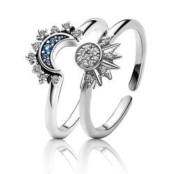 1 Set Sonne Mond Ring Freundschaftsringe Sun and Moon Ring Ringe Set Sonne und Mond Ring Geeignet für Verlobungsringe Eheringe Freundschaftsringe Repräsentieren die Ewigkeit von Eniyou