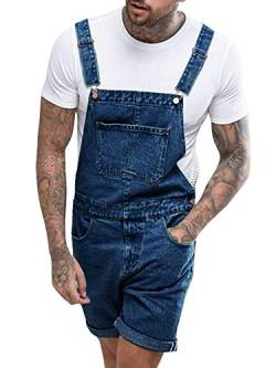 Enjoybuy Herren Jeans-Latzhose, Overall, Shorts über dem Knie, entspannte Passform - - X-Large von Enjoybuy