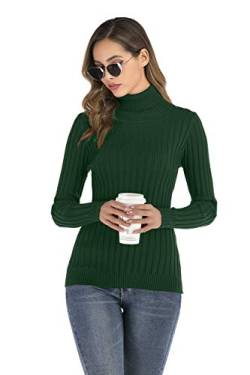 Enjoyoself Damen Rollkragen Strickpullover Elegant Langarm Sweatshirt Rippstrick Rolli Weich Warm Winterpulli Grün,XXL von Enjoyoself