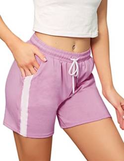 Enjoyoself Damen Shorts Baumwolle Leichte Kurze Laufshorts Weiche Dünne Sweatshorts mit Gummizug zum Laufen,Yoga,Gym,Relax Violett XXL von Enjoyoself