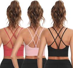 Enjoyoself Damen Sport BH Gekreuzt Rücken Push Up Bra Padded Sexy Nahtlos Bustier für Yoga Fitness Tranning von Enjoyoself