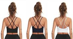 Enjoyoself Damen Sport BH Gekreuzt Rücken Push Up Bra Padded Sexy Nahtlos Bustier für Yoga Fitness Tranning von Enjoyoself