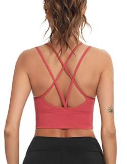 Enjoyoself Damen Sport BH Gekreuzt Rücken Push Up Bra Padded Sexy Nahtlos Bustier für Yoga Fitness Tranning von Enjoyoself