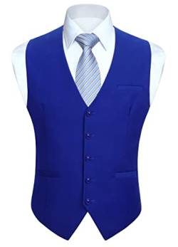 Enlision Anzugweste Herren Blau Formelle Weste Hochzeit Einfarbige Anzugwesten Elegant Business Westen Männer mit Taschen XL von Enlision