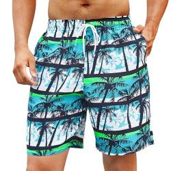 Enlision Badeshorts Herren Schnelltrocknend Badehose Palmen Hawaii Strandshorts Schwimmhose Sporthose Sommer Kurze Hose Surf Badehosen für Männer XL von Enlision