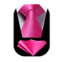 Enlision Fuchsia Seide Krawatte Herren Hochzeit Krawatten und Einstecktuch Set einfarbig in verschiedenen Farben Krawatte Rosa von Enlision