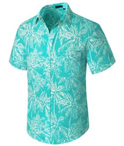Enlision Funky Hawaii Hemd Kurzarm Herren Casual Kurzarmhemden Baumwolle Sommer Aloha Bedruckter Strand Surfen Beilaufig Hawaii Shirts Aqua S-2XL von Enlision