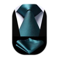 Enlision Grün Seide Krawatte Herren Hochzeit Krawatten und Einstecktuch Set einfarbig von Enlision