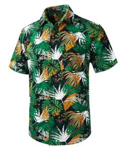 Enlision Hawaii Hemden Herren Sommerhemd Kurzarm Baumwolle Freizeithemd Strand Hemden für Herren Grün XL von Enlision