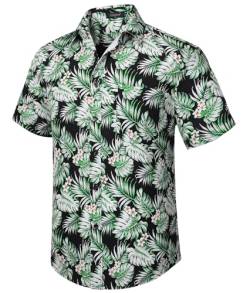 Enlision Hawaiihemd Herren Kurzarm Sommer Aloha Hemd Strandhemd Mit Knöpfen Tropisches Hawaii Print Hemden Für Männer Urlaub Strand Hochzeit Party,Grün,XL von Enlision