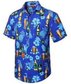 Enlision Hawaiihemd Herren Kurzarm Sommer Aloha Hemd Strandhemd mit Knöpfen Tropisches Hawaii Print Hemden Für Männer Urlaub Strand Hochzeit Party,Blau,M von Enlision