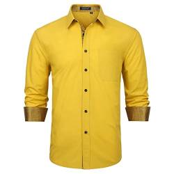 Enlision Hemd Herren Formell Gelb Langarmhemden Anzug Hemden Männer Klassisch Button Down Baumwolle Kentkragen Freizeithemd Regular Fit M von Enlision