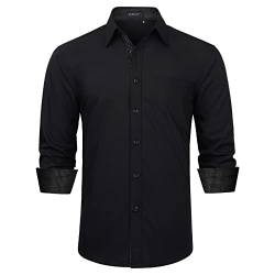 Enlision Hemd Schwarz Herren Langarm Herrenhemden Kentkragen Freizeithemd Regular Fit Businesshemd Für Männer Beerdigung Hochzeit 2XL von Enlision