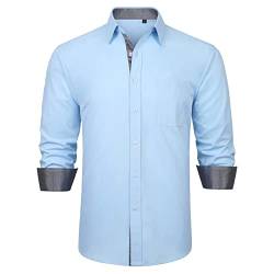 Enlision Hemden Herren Blau Freizeithemd Businesshemden Freizeithemden Langarm Baumwolle Klassisch Regular Fit Anzug Hemd S von Enlision