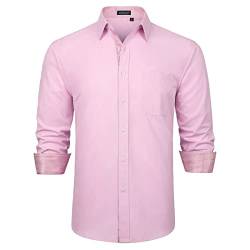 Enlision Hemden Rosa Herren Langarm Freizeit Hemd Männer Klassisch Kentkragen Baumwolle Button Down Businesshemd Slim Fit XL von Enlision