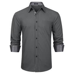 Enlision Herren Grau Hemd Anzughemd Formelle Slim Fit Hemden Baumwolle Klassisch Regular Fit Hemden Männer Freizeithemd Businesshemden 3XL von Enlision