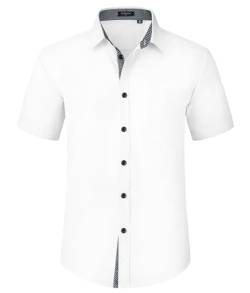 Enlision Herren Hemd Kurzarm Freizeithemden Regular Fit Herrenhemden Freizeithemd Businesshemd Männer Hemden Weiß L von Enlision