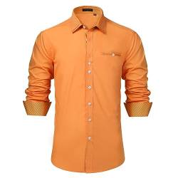 Enlision Herren Hemd Langarm Hemden Freizeithemd Regular Fit Freizeit Hemd Business Herrenhemden Orange L von Enlision