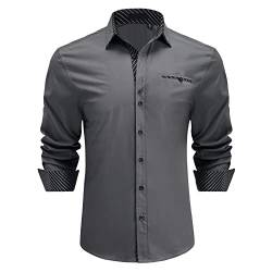 Enlision Herren Hemd Langarm Hemden für Herrenhemd Regular Fit Freizeit Hemden Holzkohl 3XL von Enlision