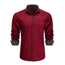 Enlision Herren Hemd Langarm Hemden für Herrenhemd Regular Fit Freizeit Hemden Rot 4XL von Enlision