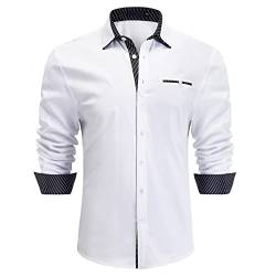 Enlision Herren Hemd Langarm Hemden für Herrenhemd Regular Fit Freizeit Hemden Weiß 3XL von Enlision