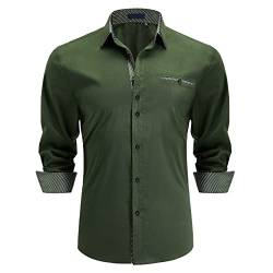 Enlision Herren Hemden Regular Fit Langarm Freizeit Hemd Business Hemden Herrenhemd Grün S von Enlision