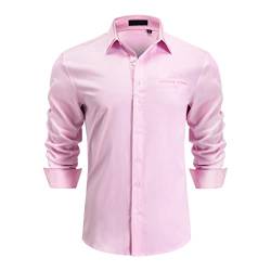 Enlision Herren Hemden Regular Fit Langarm Freizeit Hemd Business Hemden Herrenhemd Rosa S von Enlision