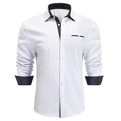 Enlision Herren Hemden Regular Fit Langarm Freizeit Hemd Business Hemden Herrenhemd Weiß XXL von Enlision