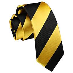 Enlision Herren Krawatte Schmale Schwarz Streifen Seide Krawatten für Formelle Büro oder Hochzeit Business 6cm von Enlision