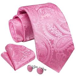Enlision Herren Krawatte Seide Krawatte für Männer Krawatten & Einstecktuch Manschettenknöpfe Set Rosa von Enlision