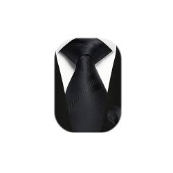 Enlision Herren Krawatte schwarz mit Einstecktuch Set für Hochzeit Business Herren Streifen Krawatte Taschentuch Set für Formelle Geschäfte Beerdigung Anzug,Schwarz von Enlision