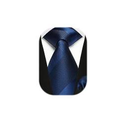 Enlision Krawatte Dunkelblau für Herren mit Einstecktuch Set für Hochzeit Herren Streifen Krawatten Taschentuch Set für formelle Geschäfte Anzug, Blau Navy von Enlision
