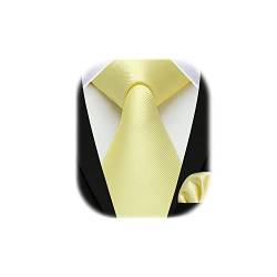 Enlision Krawatte Gelb Grün Herren Hochzeit Krawatten und Einstecktuch Set Elegant Einfarbig Seidenkrawatte mit Taschentuch Business Hellgelb Krawatte von Enlision