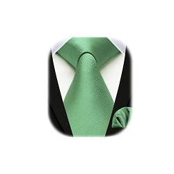 Enlision Krawatte Grün Herren Hochzeit Krawatten und Einstecktuch Set Elegant Einfarbig Seidenkrawatte mit Taschentuch Business Party von Enlision