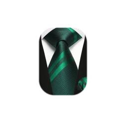Enlision Krawatte Grün für Herren mit Einstecktuch Set für Hochzeit Schwarz Streifen Krawatten Set für Formelle Geschäfte Weihnachten,Grün von Enlision
