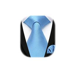 Enlision Krawatte Hellblau Herren Hochzeit Krawatten und Einstecktuch Set Elegant Einfarbig Seidenkrawatte mit Taschentuch Business Party Blau Krawatte von Enlision