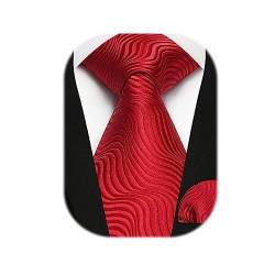 Enlision Krawatte Rot Herren Hochzeit Krawatten und Einstecktuch Set Elegant Einfarbig Seidenkrawatte mit Taschentuch Business von Enlision