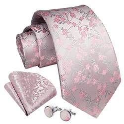 Enlision Krawatten-Set für Herren, Blumen-Krawatten und Einstecktuch, Manschettenknöpfe, Paisley-Gewebe-Krawatten-Taschentuch für Hochzeitsgeschäft, formal von Enlision