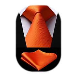 Enlision Orange Seide Krawatte Herren Hochzeit Krawatten und Einstecktuch Set einfarbig von Enlision