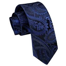 Enlision Paisley Herren Krawatte Navy Blau Schmale Krawatte Seide Krawatten für Formelle Büro oder Hochzeit Business 6cm von Enlision