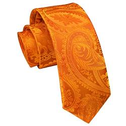 Enlision Paisley Herren Krawatte Orange Schmale Krawatte Seide Krawatten für Formelle Büro oder Hochzeit Business 6cm von Enlision